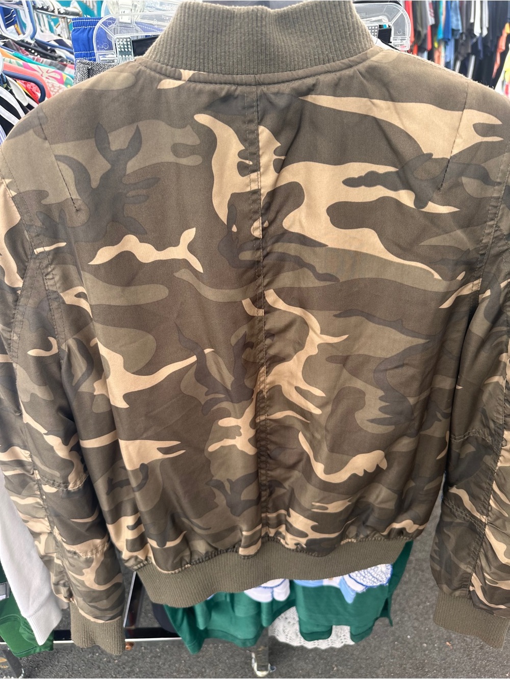 Charlotte Russe Men's Camouflage Bomber Jacket - Olive & Tan - Picture 3 of 5